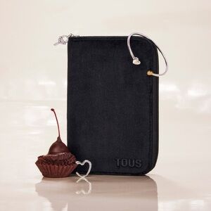 TOUS Velvet Jewelry Pounch Travel Organizer Black Ivory With Dust Bag